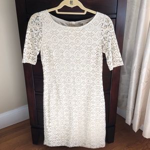 BR Cream cotton dress with beautiful lace overlay.